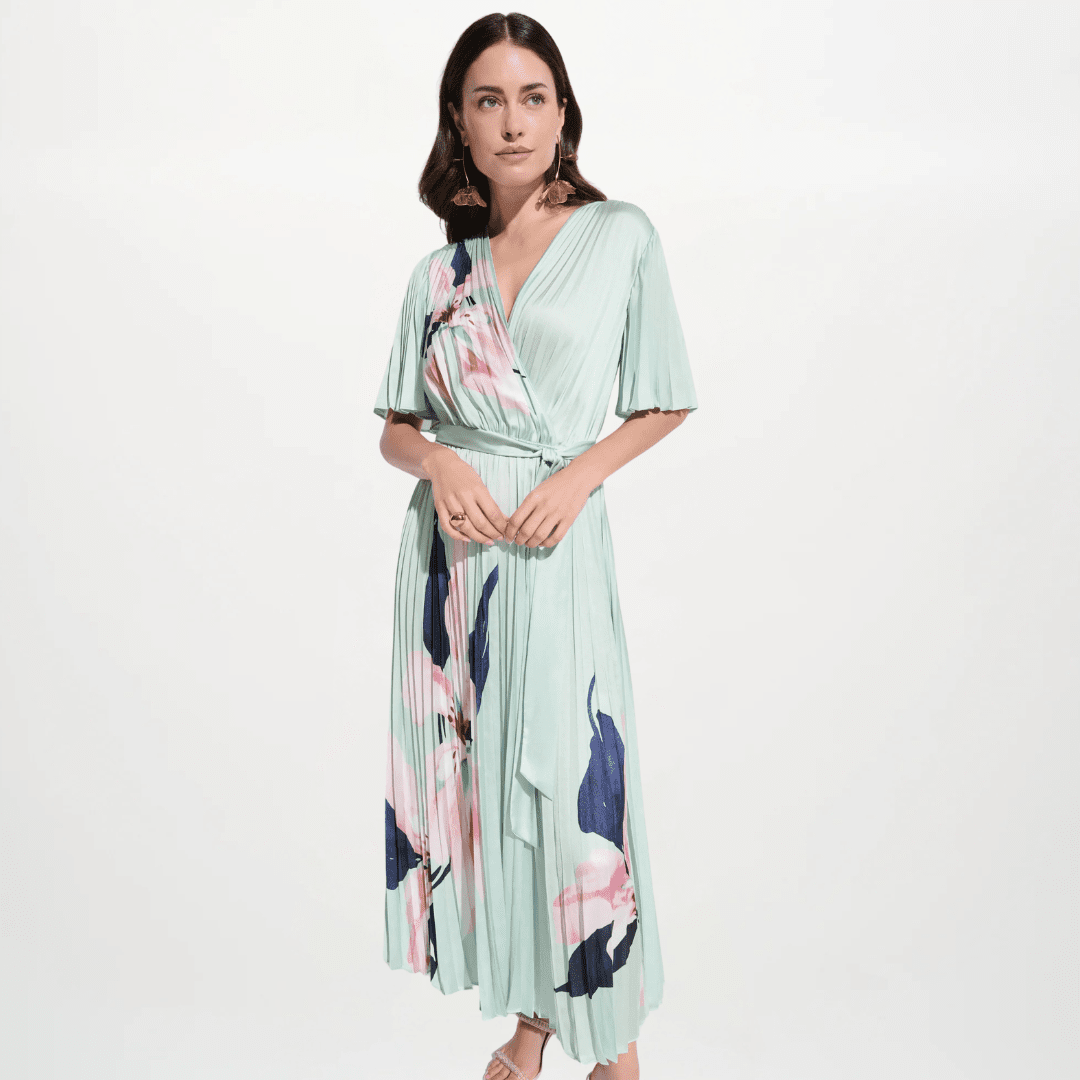 Joseph Ribkoff- Signature | Satin Floral Print Fit And Flare Dress