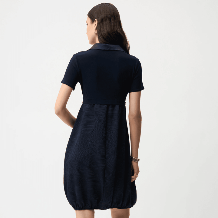Joseph Ribkoff- Pleated Satin & Silky Knit Cocoon Dress