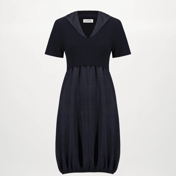 Joseph Ribkoff- Pleated Satin & Silky Knit Cocoon Dress