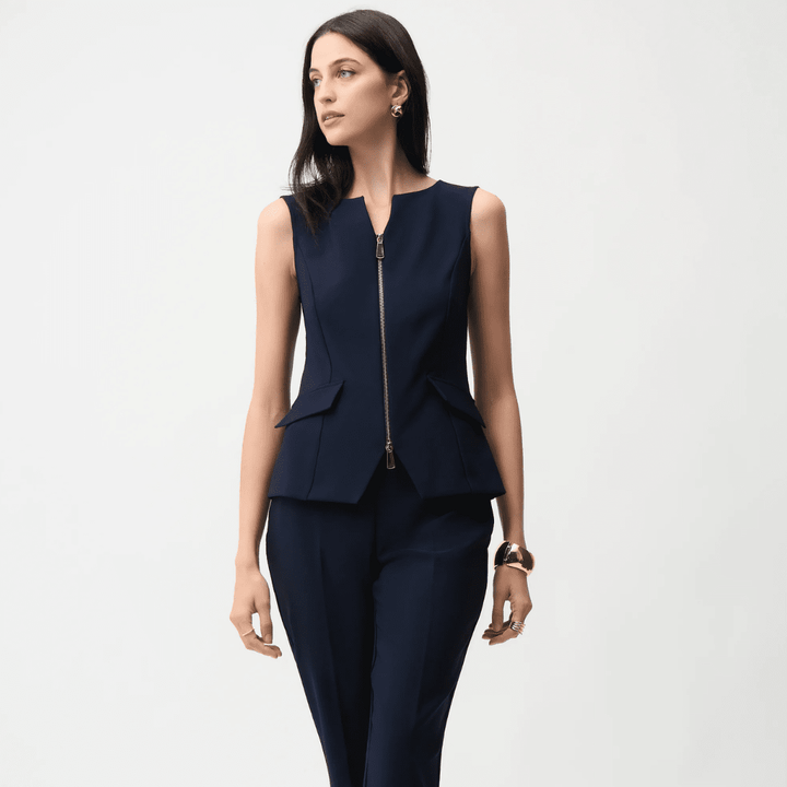 Joseph Ribkoff- Lux Twill Fitted Vest With Front Zipper