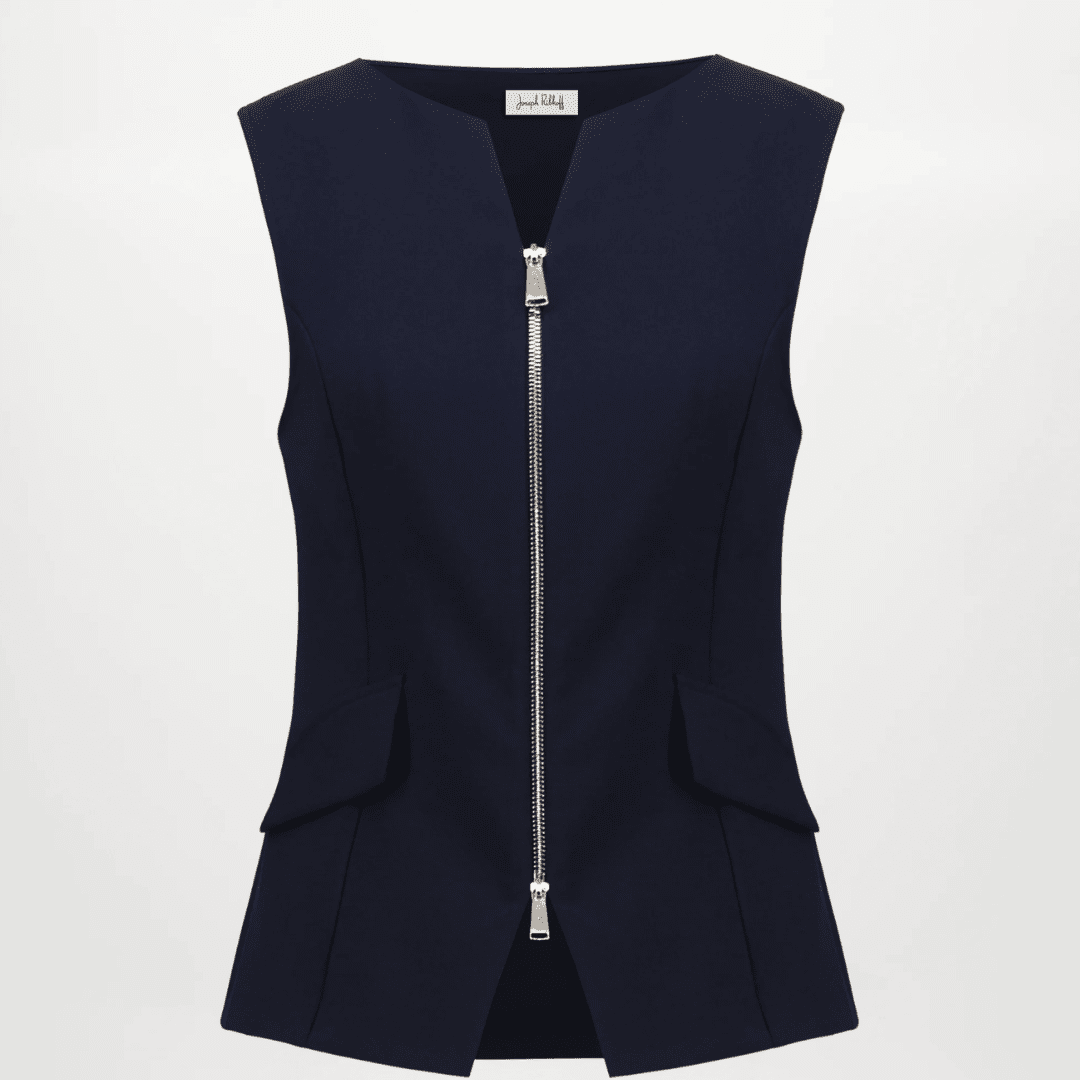 Joseph Ribkoff- Lux Twill Fitted Vest With Front Zipper