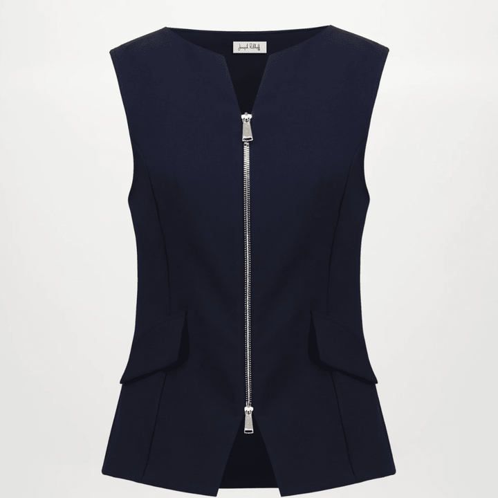 Joseph Ribkoff- Lux Twill Fitted Vest With Front Zipper