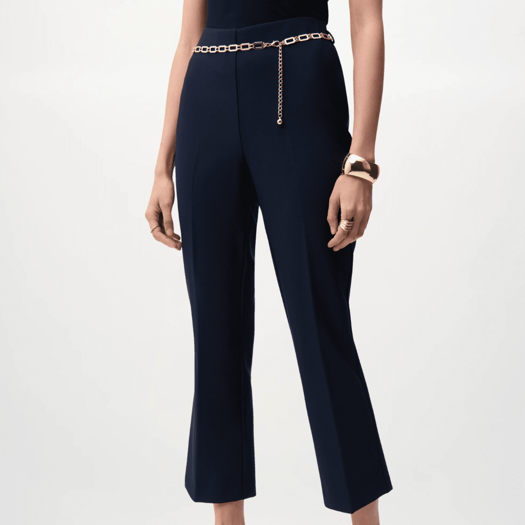 Joseph Ribkoff- Lux Twill Pull-On Flare Pants With Chain Belt