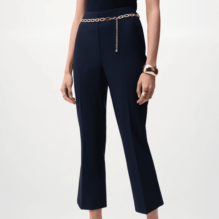 Joseph Ribkoff- Lux Twill Pull-On Flare Pants With Chain Belt