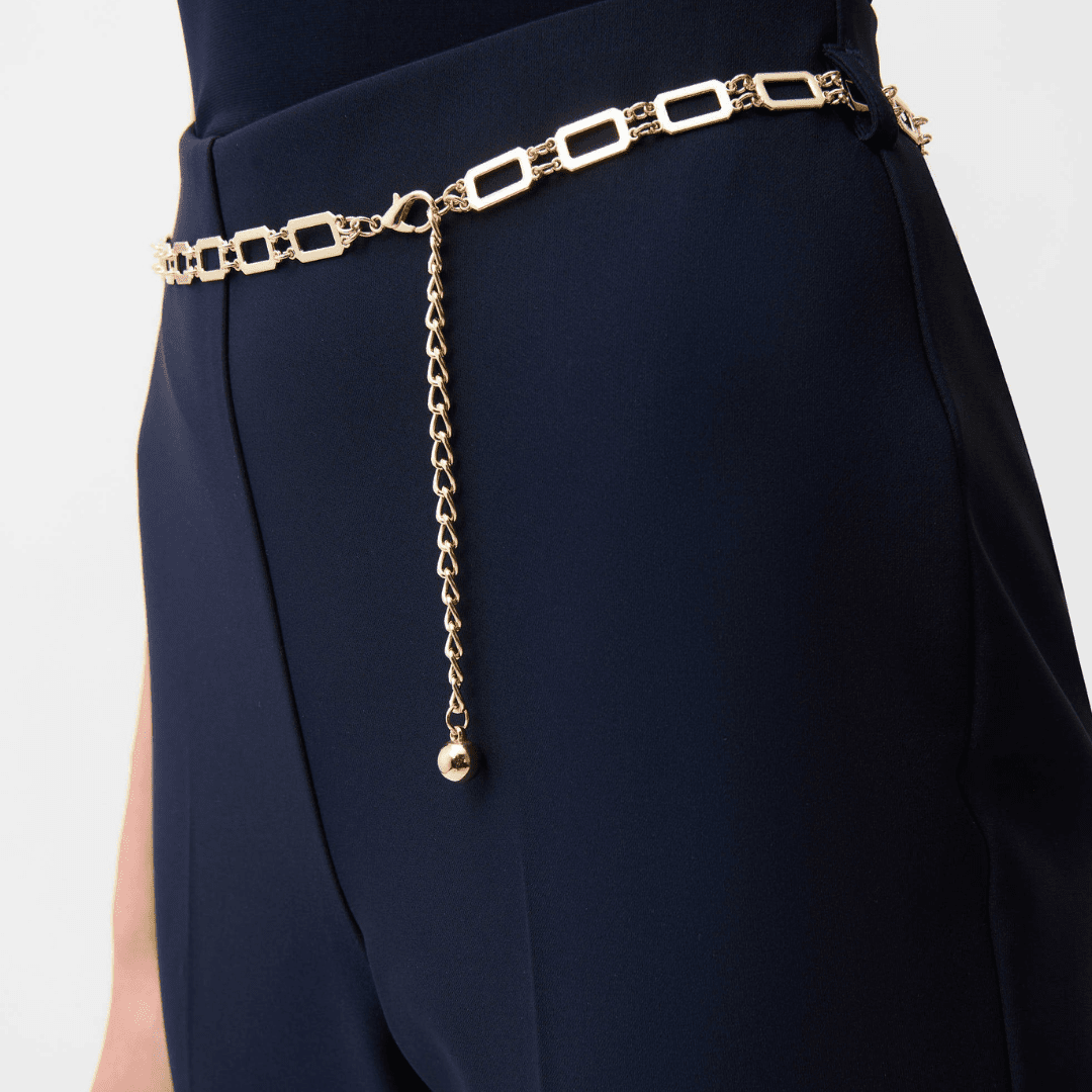 Joseph Ribkoff- Lux Twill Pull-On Flare Pants With Chain Belt