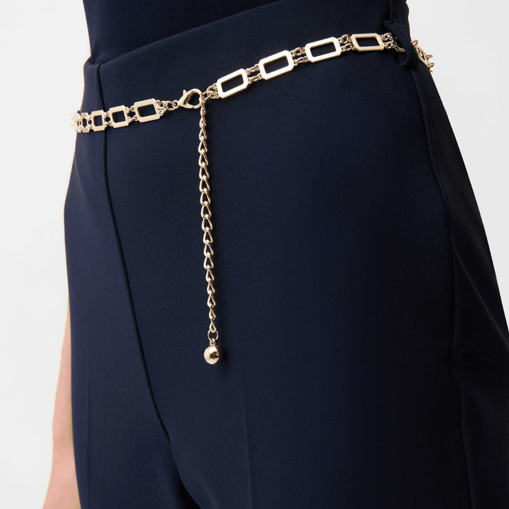 Joseph Ribkoff- Lux Twill Pull-On Flare Pants With Chain Belt