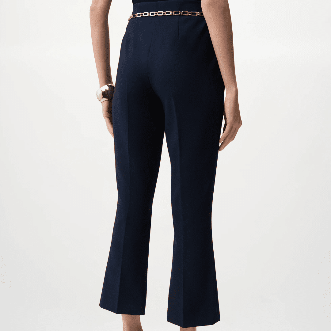 Joseph Ribkoff- Lux Twill Pull-On Flare Pants With Chain Belt