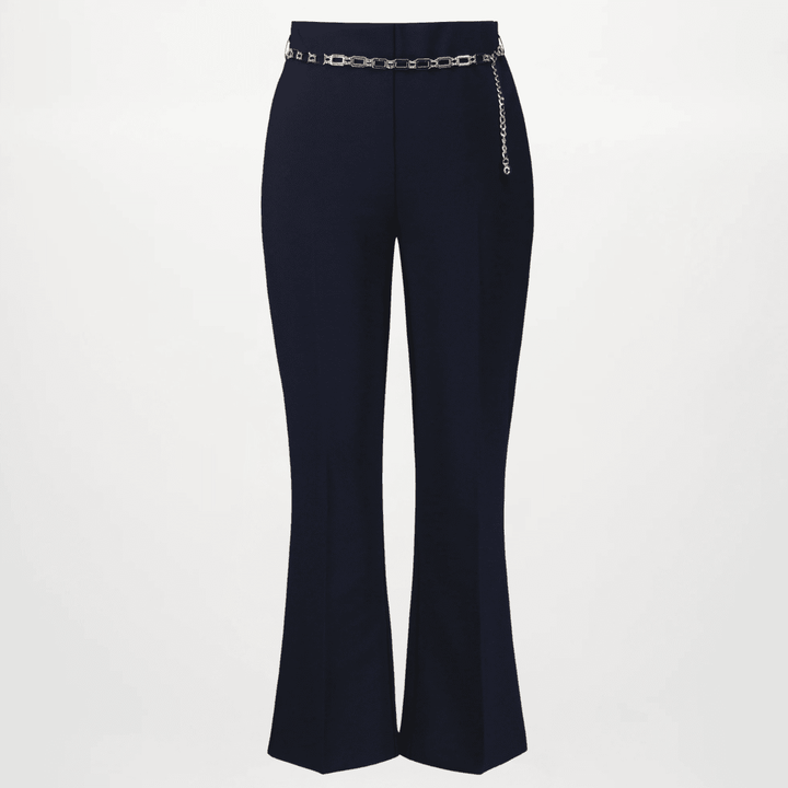 Joseph Ribkoff- Lux Twill Pull-On Flare Pants With Chain Belt