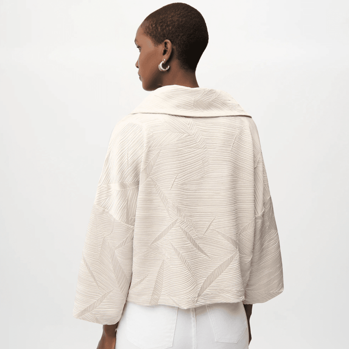 Joseph Ribkoff- Pleated Satin Boxy Jacket With Overlay Collar