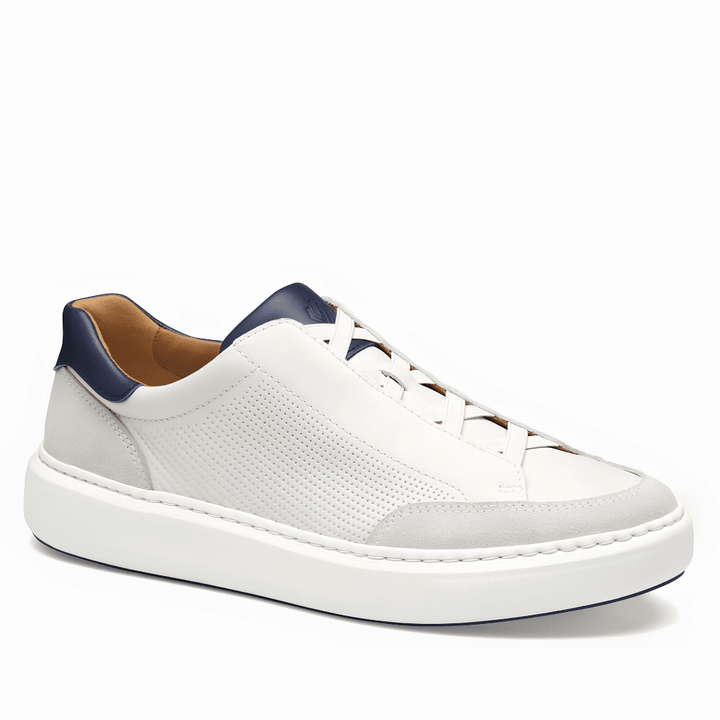 Johnston & Murphy - Anders Stretch Lace-to-Toe Slip-On (White Full Grain/Suede)