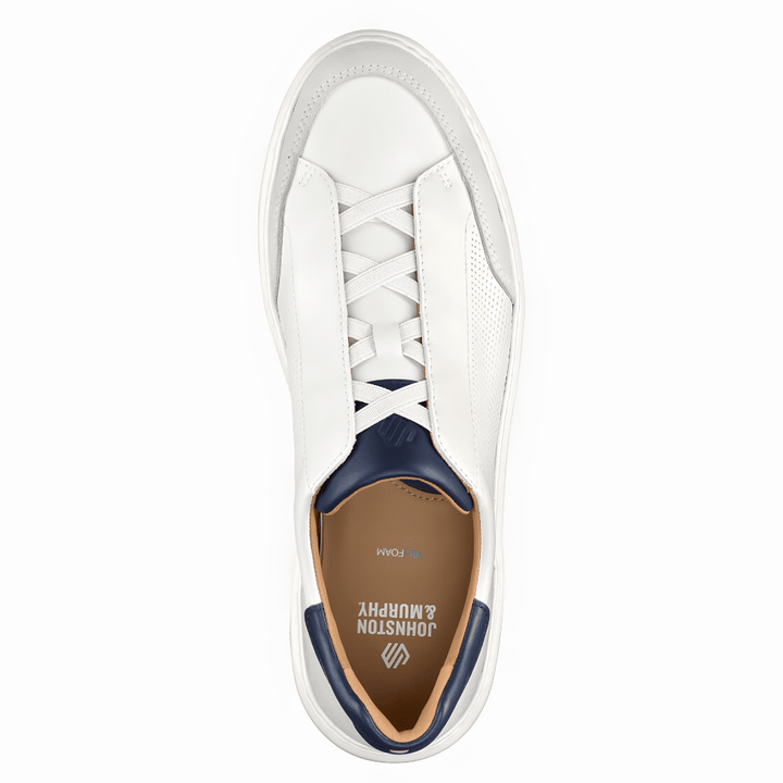 Johnston & Murphy - Anders Stretch Lace-to-Toe Slip-On (White Full Grain/Suede)