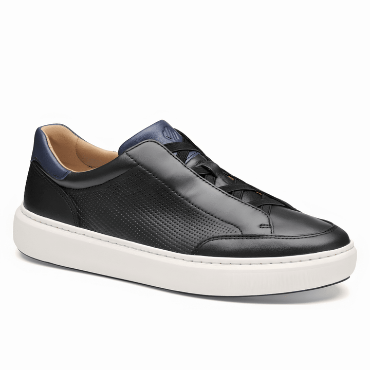 Johnston & Murphy - Anders Stretch Lace-to-Toe Slip-On (Black Full-Grain Leather)