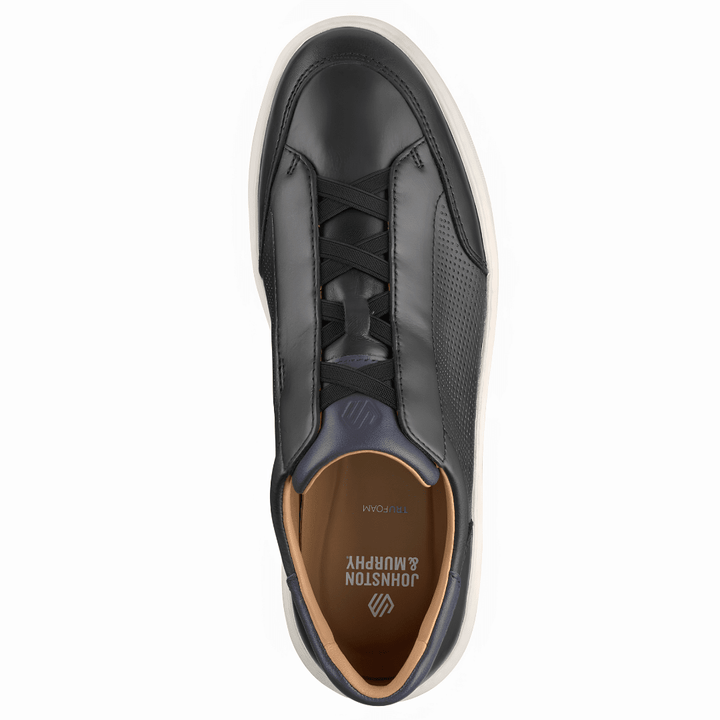 Johnston & Murphy - Anders Stretch Lace-to-Toe Slip-On (Black Full-Grain Leather)