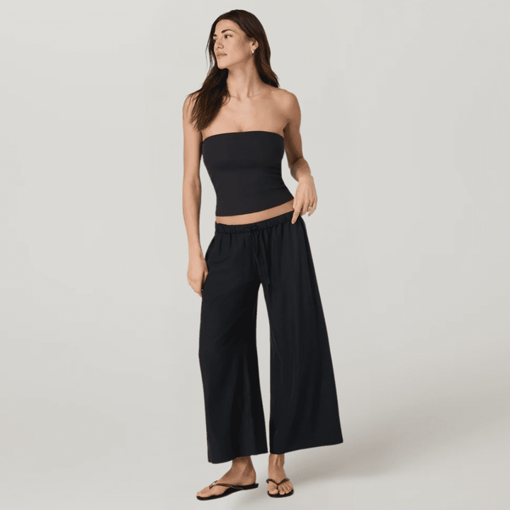 Vuori Trestles Twill Crop Wideleg Pant (Black)