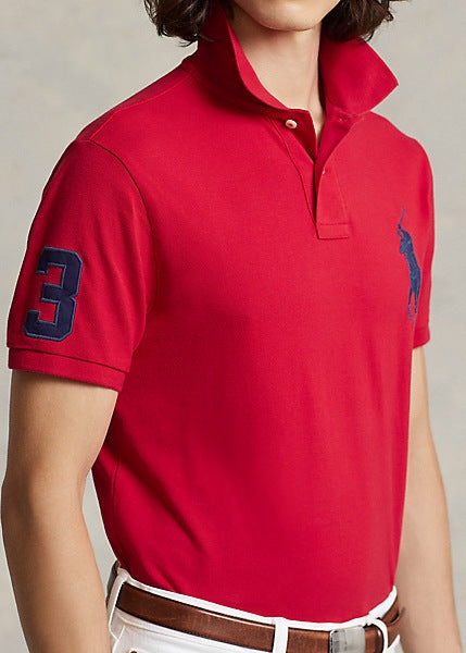 POLO RALPH LAUREN CUSTOM SLIM FIT MESH POLO SHIRT, Red Men's Polo Shirt
