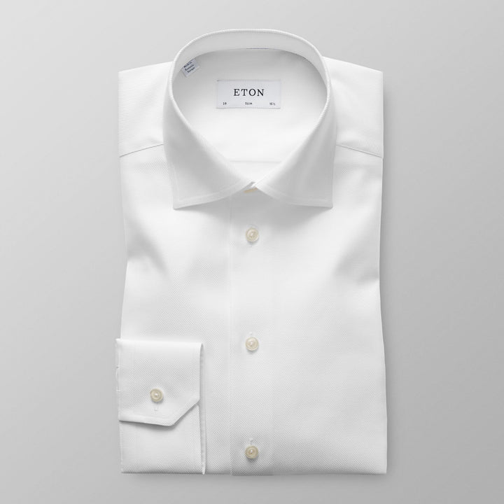 ETON® | Slim Fit White Textured Twill Shirt