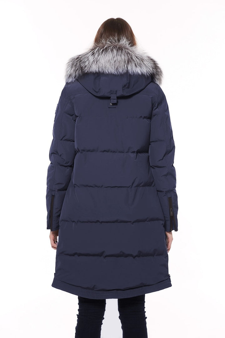 Moose Knuckles Ladies Salmon River Parka - True Navy with White Fur