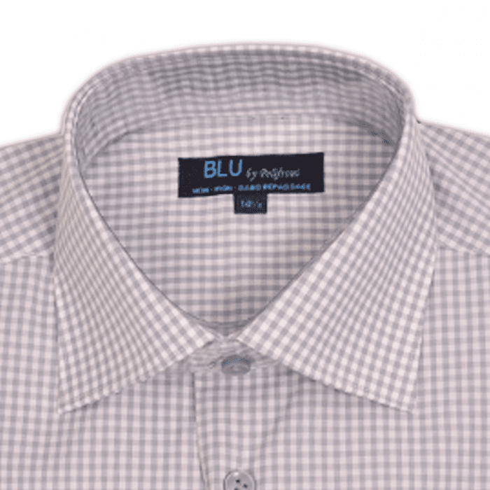 Polifroni BLU | Grey Slim Fit Mini Check Dress Shirt