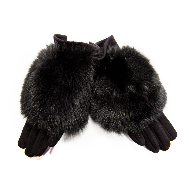 Mitchies Women's Gloves w/ Fox Trim - Black